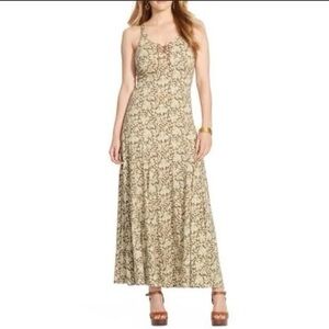Lauren Ralph Lauren Green and Tan Floral Maxi Dress size Medium